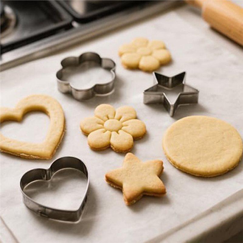ABKS-Metal Biscuit Cutter Stainless Steel Cookie Cutters Set Heart, Flower Round,Star Shape Molds