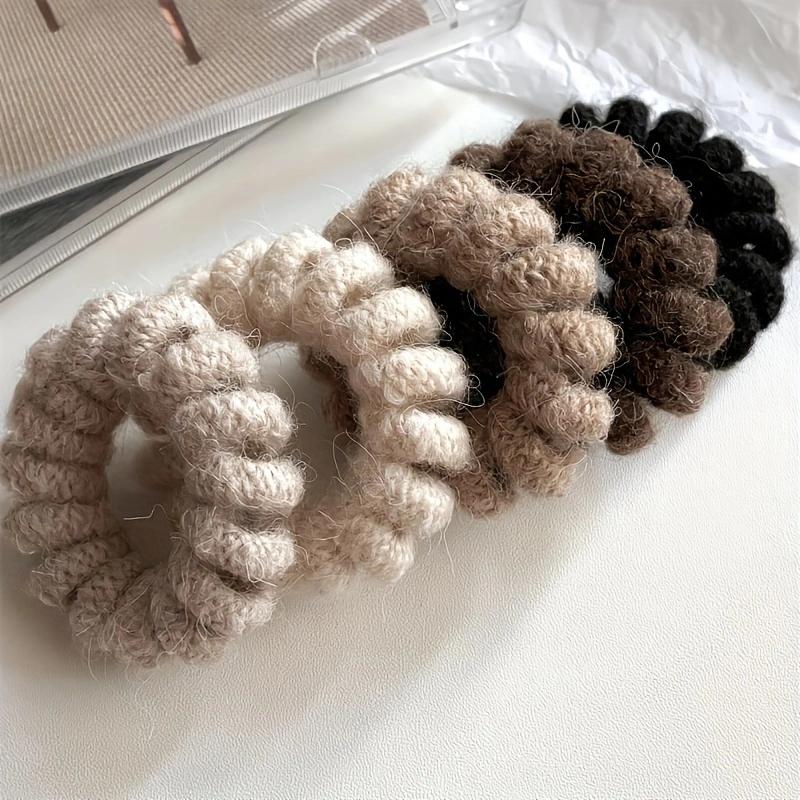 Neue Wolle Telefonkabel Scrunchies Spiralform Haargummi Einfarbig Gummibänder Elastisches Haarband Damen Haarschmuck