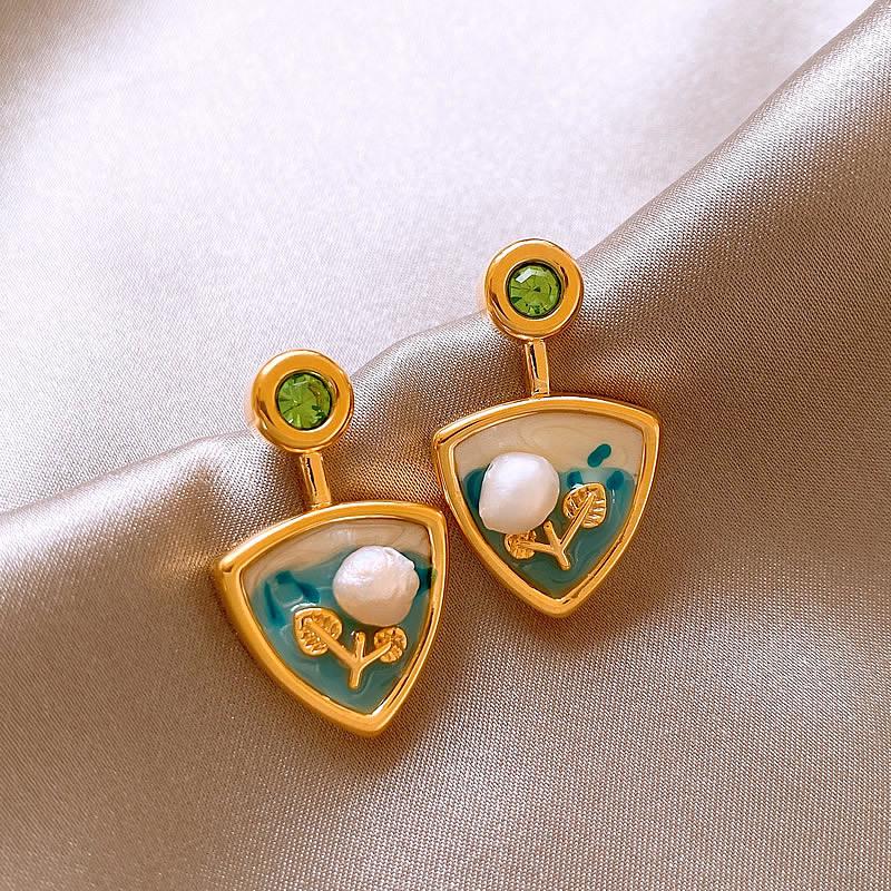 Silbernadel Süßwasserperlen Blumenohrringe - Retro-Design, Leichter Luxusschmuck für Frauen