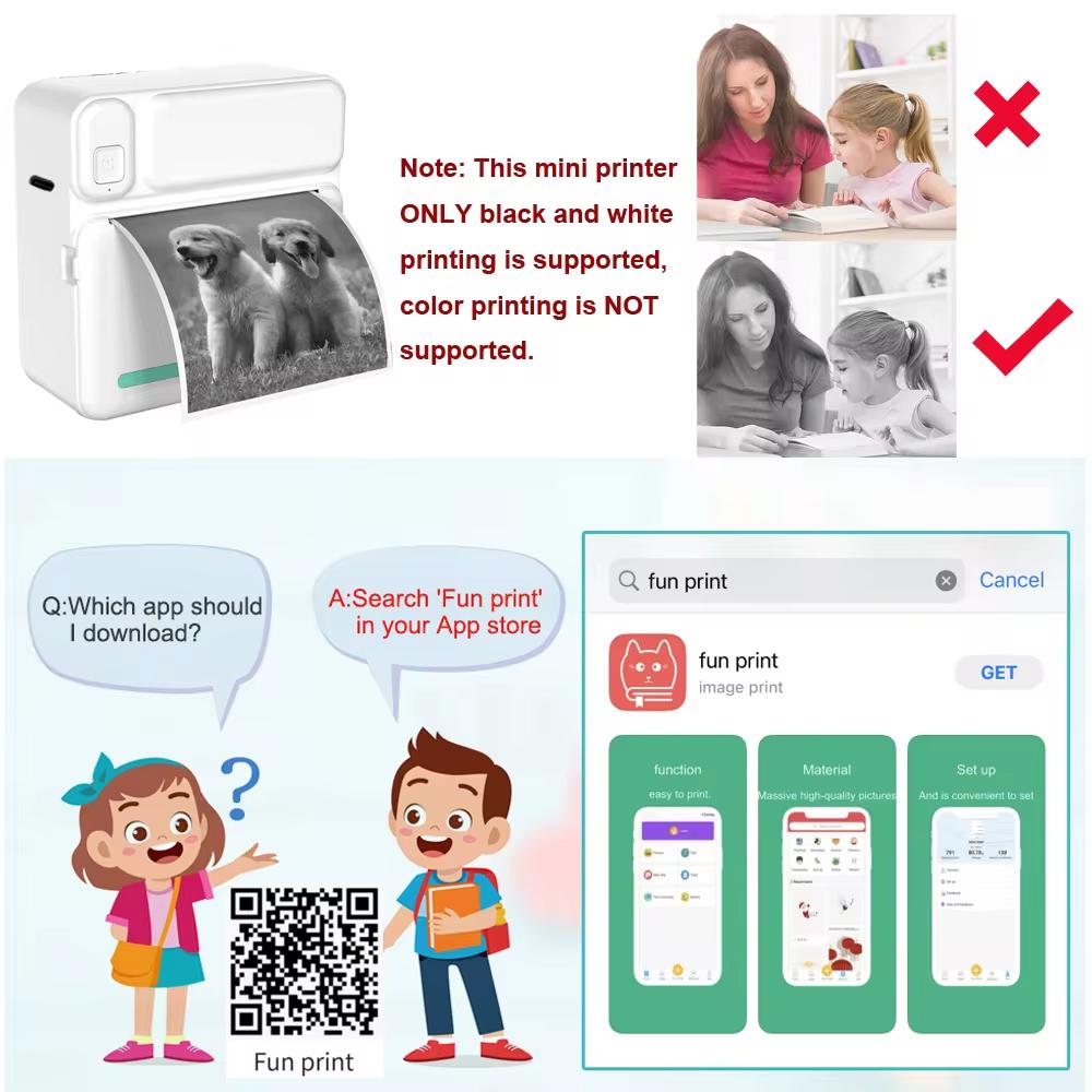 Aufkleberdrucker mit Rollenaufkleberpapier, Bluetooth-Thermo, kompatibel mit iOS und Android, für Karteikarten, DIY, Notizen