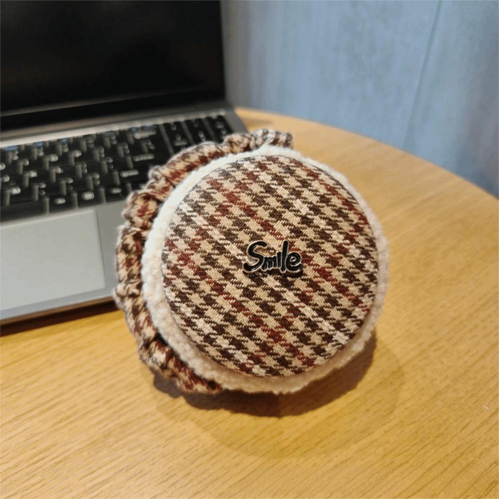 

Letter Label Winter Earmuffs Retro Plaid Fold Ear Muff Fashion Ear Warmer Women 4