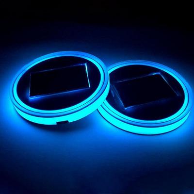 Car Cup Coaster 2 Pieces Light Up Cup Holder Insert 7 Colors Changing Anti-Slip Mug Pad For Women Men Night Driving Road Trips