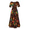 Women Fashion Plus Size Short Sleeve Lace Up Mid Length A Line Dress