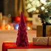 Small Xmas Tree Miniature Figurine Adorned With Red Flocked Decorative Es Ceramic Xmas Tree Statue