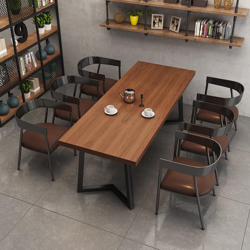 Retro Bistro Industrial Solid Wood Dining Table and Chair Set for Western Restaurants