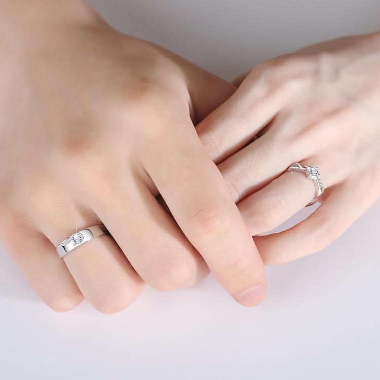 2 Stück 925 Sterling Silber Partnerringe Zirkon Für Damen Herren Exquisit Student Freundin Silber Schmuck Zubehör Hochzeit