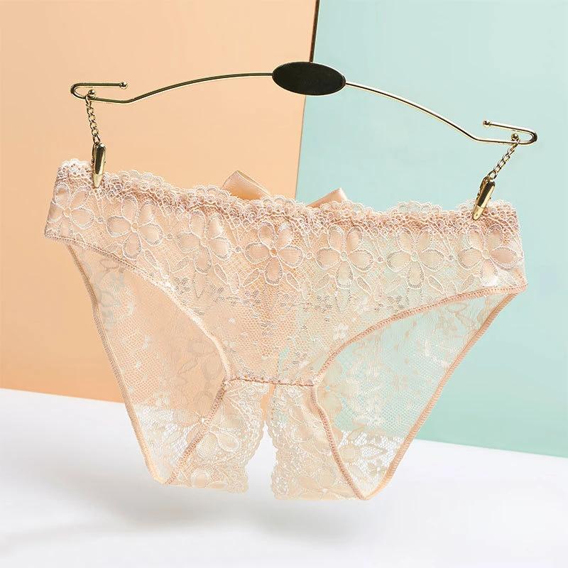 Intimo Donna Sexy Pizzo Trasparente Mutandine Dolce Fiocco Estate Giapponese Ultra-Sottile Cavallo Aperto Perizoma Trasparente G-String