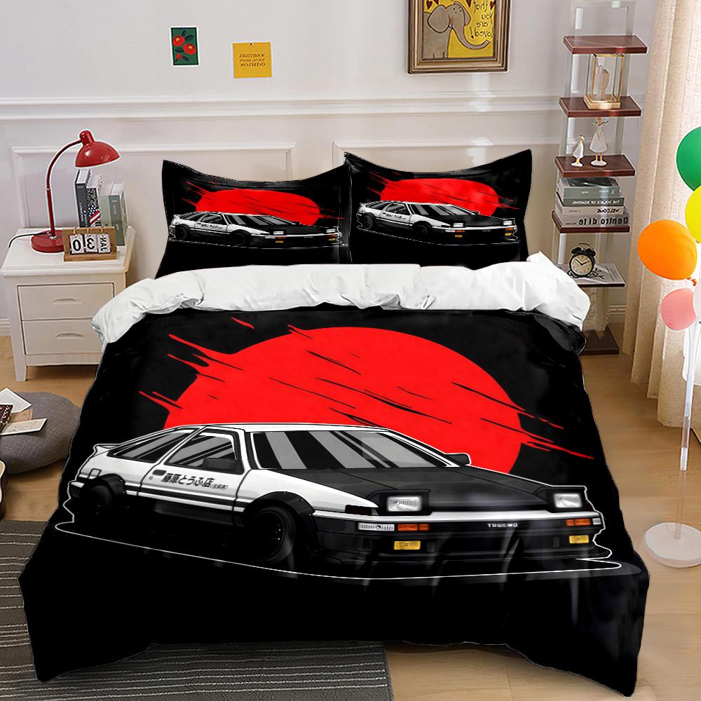 Japanese Racing Manga Art Bedding Set for Kids Luxury Gift 3pcs Digital Print Comforter Set Soft Comfortable Breathable