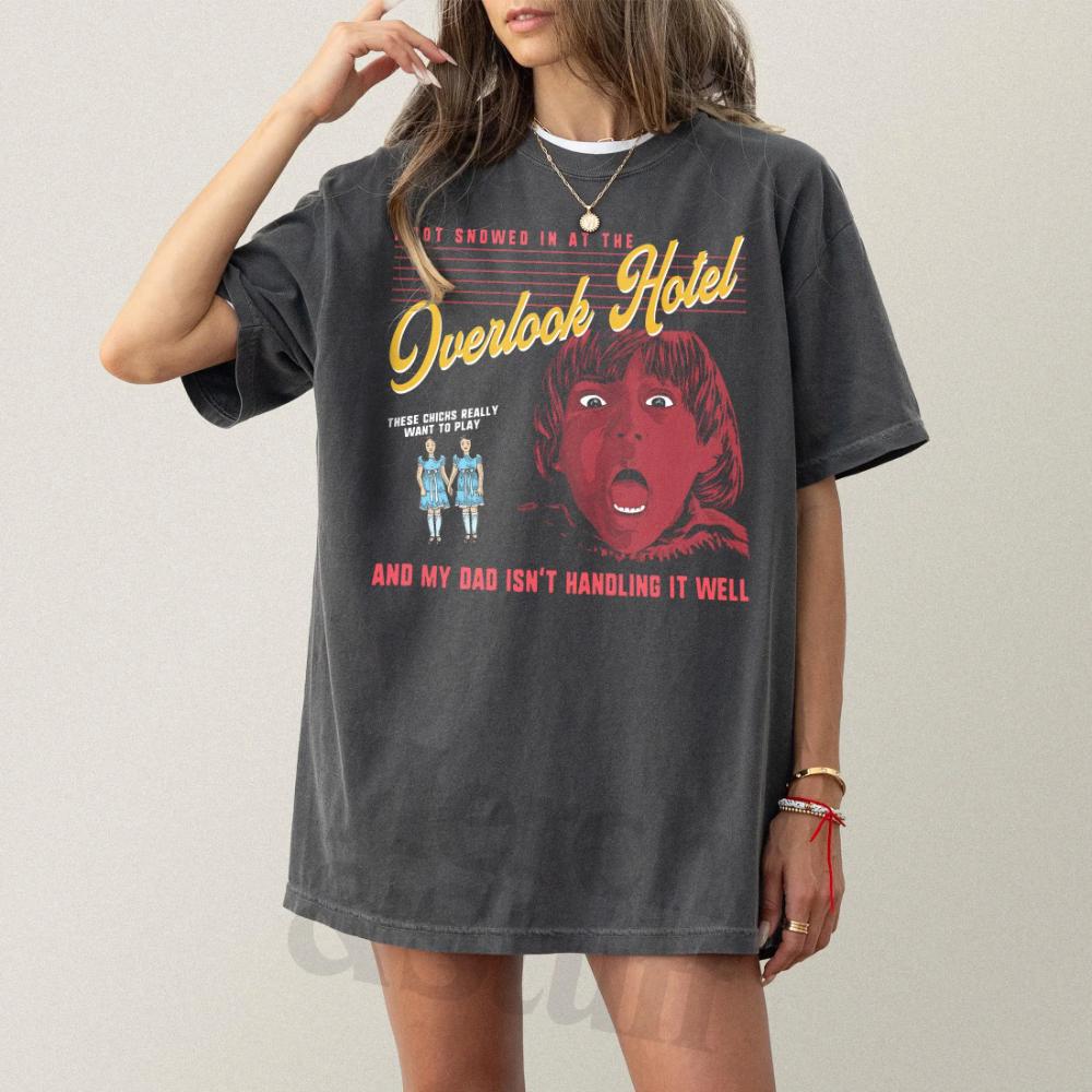 Funny Overlook Hotel TShirt Danny Creepy Twins Horror Movie Graphic Tee T Shirt Clothing Graphic Short Sleeve Shirt Unisex S