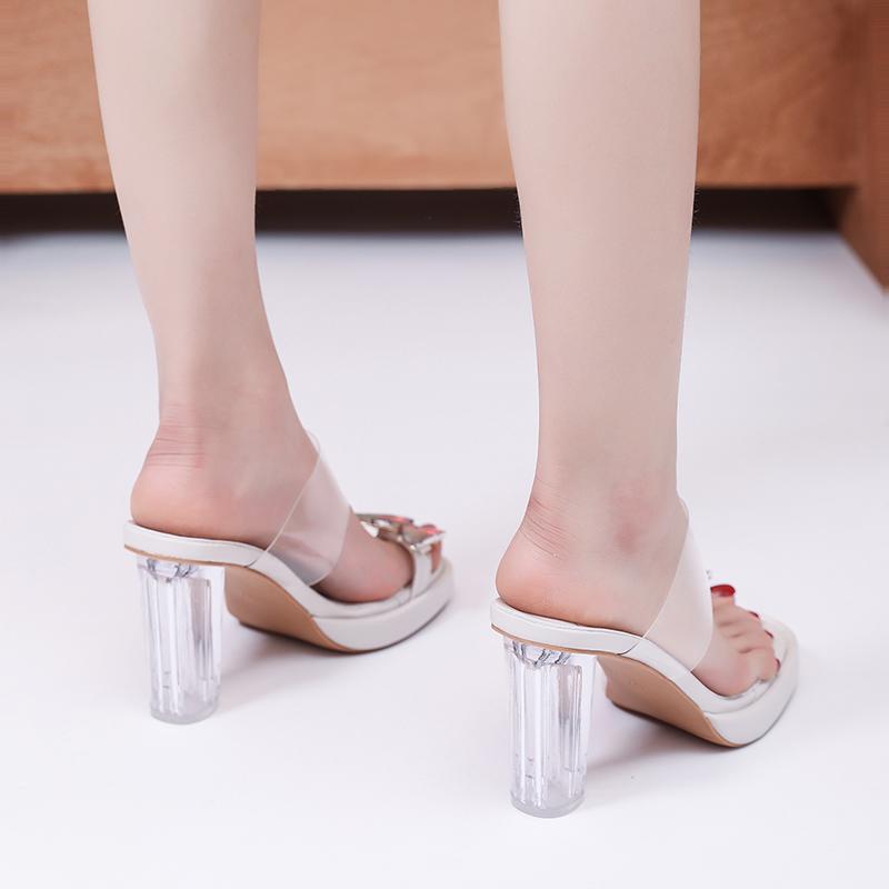 Transparent High Heels Butterfly Decoration Chunky Heeled Shoes Women's Shoes Height Increase 11cm Outdoor Seaside Sandals