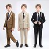 Teen Boys White Piping Suit Blazer Pants Set Kids Gentleman Formal Tuxedo Wedding Ring Bearer Piano Performance Birthday Photograph Costume for 3-14Y