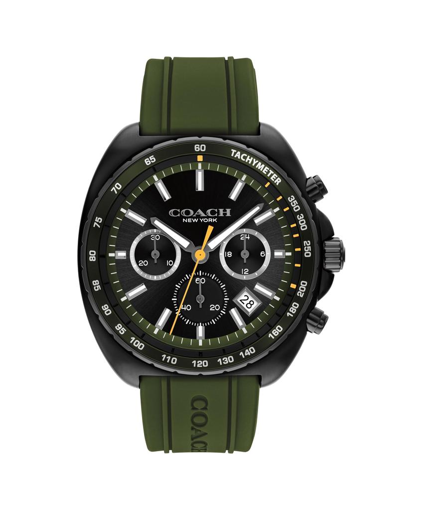 Coach Charter Quartz Chronograph Watch with Silicone Water Resistant to 3 ATM Sporty and Stylish Gift for Modern Design Men's Strap, – - Him, 44.5mm,