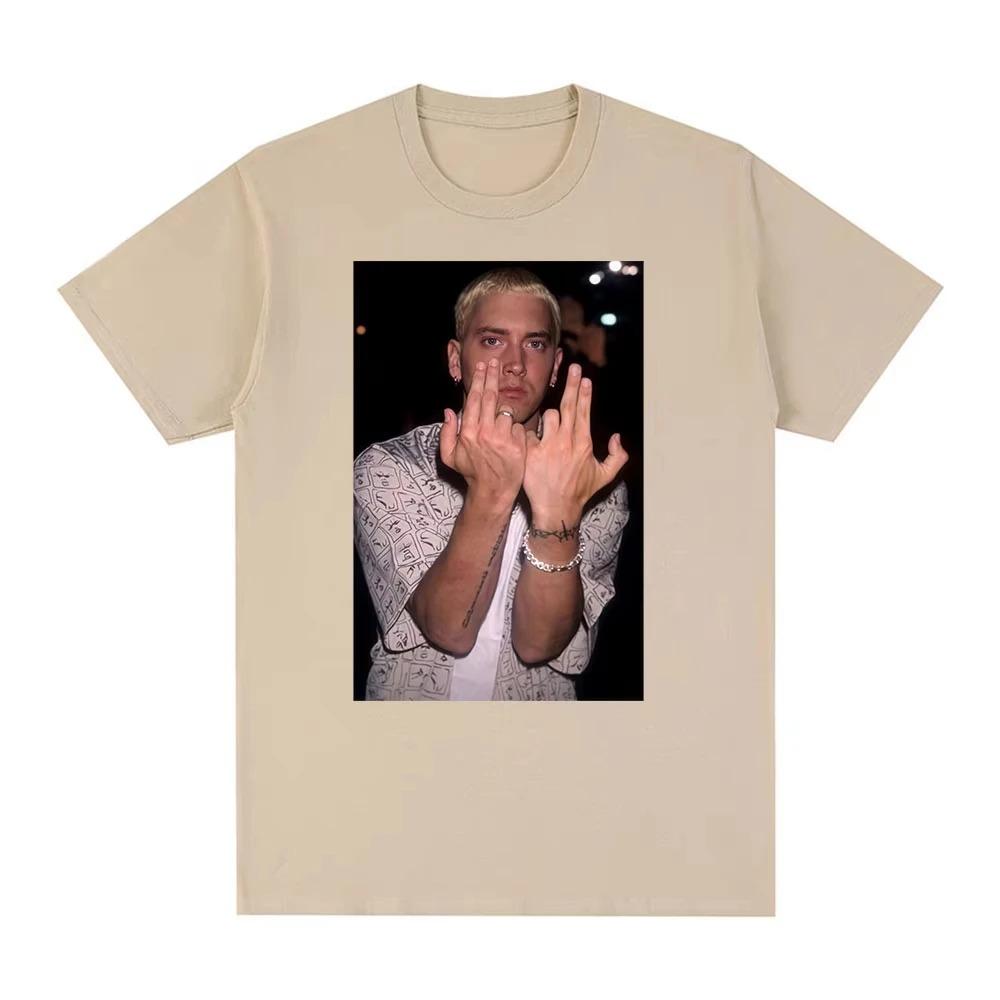 Men's Women Fashion Short Sleeve T-shirts Rapper Eminem Gesture Graphic T-shirt Summer Cotton Casual T Shirts Streetwear