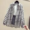 Camicia a quadri a maniche lunghe da donna, giacca estiva ampia, protezione solare, top da donna, camicia stile pigro