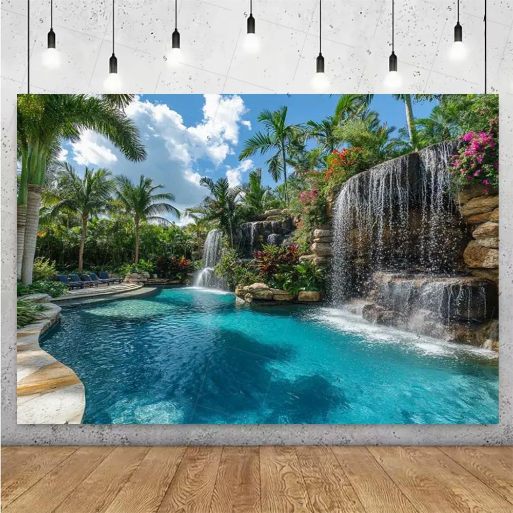 Forest Waterfall Wonderland Backdrop Supplies Rainforest Natural Scenery Background Banner Wall Party Decor Photography Props