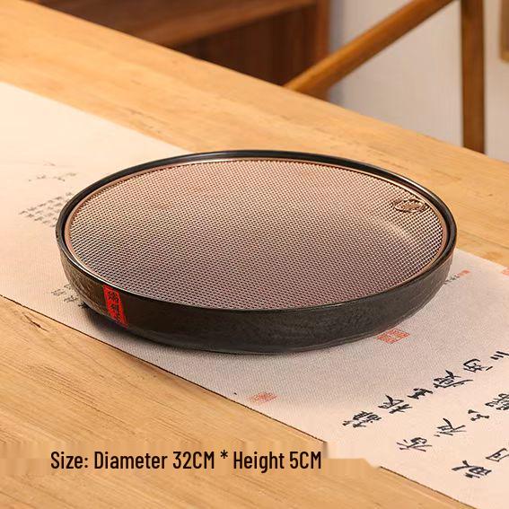 

2025 Luxury Round Stainless Steel Tea Tray with Bakelite Base and Water Storage