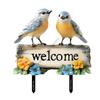 Q1FD Charm Avian Theme Welcome Plaque Ground Stake Decorative Garden Stake PVC Yard Stake For Year Round Display