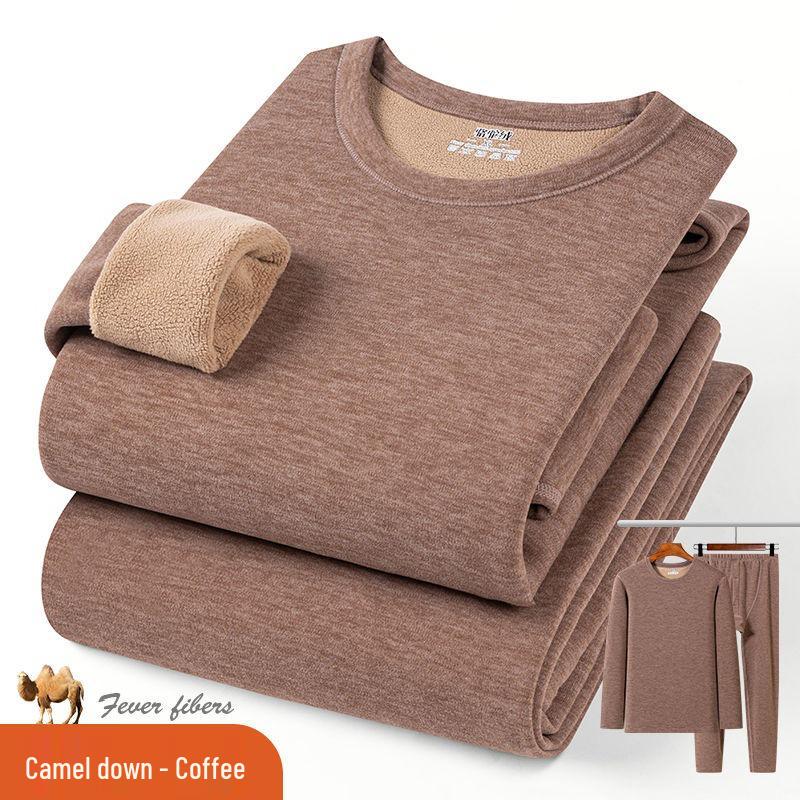 Herren- und Damen-Winter-Thermo-Unterwäsche-Set - Mit Samt gefüttert, Übergröße, Dick und Warm für den Herbst.