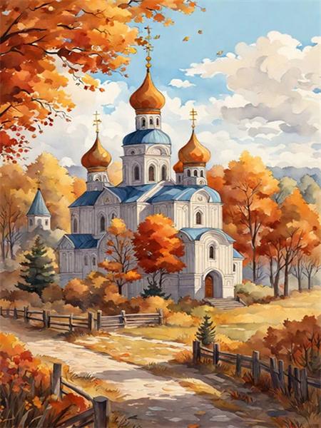 

Полная квадратная круглая алмазная картина мозаика дерево осень сделай сам вышивка мозаика замок пейзаж домашний декор Full Round 20x30CM