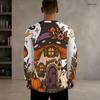 Men Plus Size Crew Neck Long Sleeve Shirt Black Gothic Skull Cross Rose Graphic Casual Street Style Top