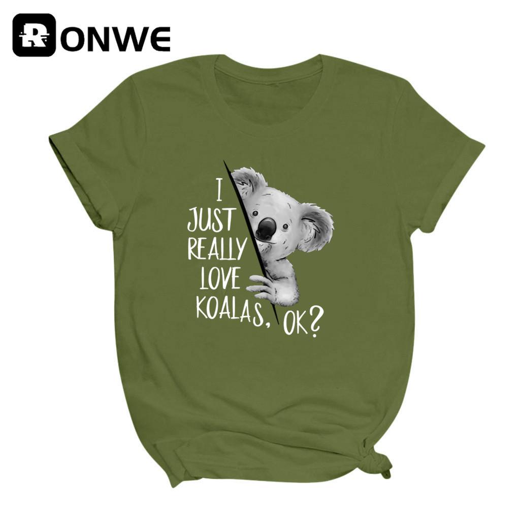 I Just Really Like Koalas Ok Print Women T Shirts Gril Short Sleeve Casual Tops Tee