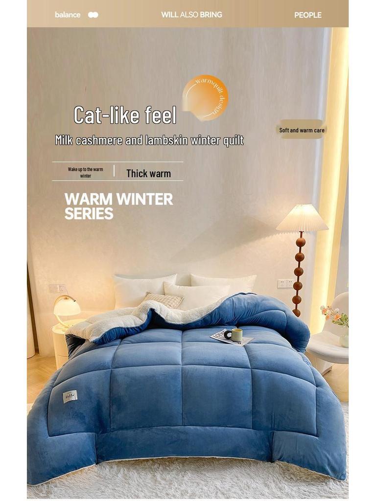 Populaire Winter Melkfluweel & Lamswol Dekbed - Dik Warm Katoenen Dekbed & Matrasbeschermer voor Eenpersoons-/Tweepersoonsbed