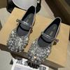 Flat Bottom Shallow Mouth Single Shoes Women's Summer 2025 New Fashion Buckle Night Wind Rhinestone Pearl Buckle Belt