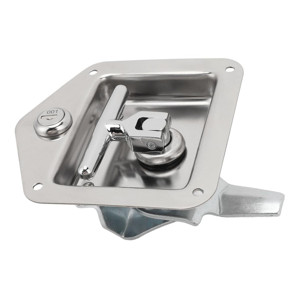 T Handle Tool Box Latch 4.9 X 4.7in Highly Polished Stainless Steel RV Toolbox Handle Lock with Keys Gasket for Caravan