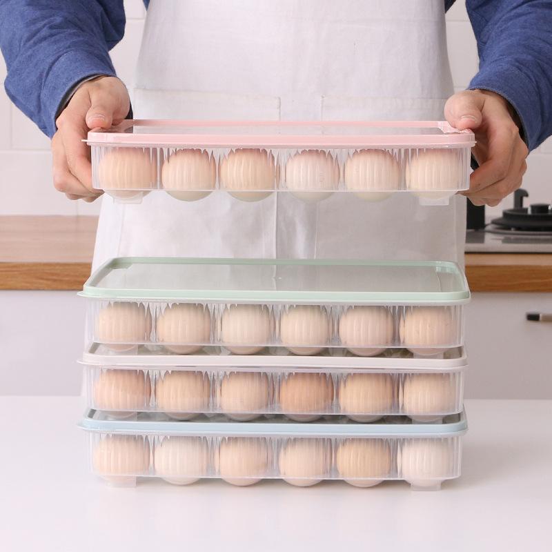 Food Containers Box Egg Storage Refrigerator Organizer Drawer Dumpling Food Fresh-keeping Case Holder Tray Kitchen Accessories