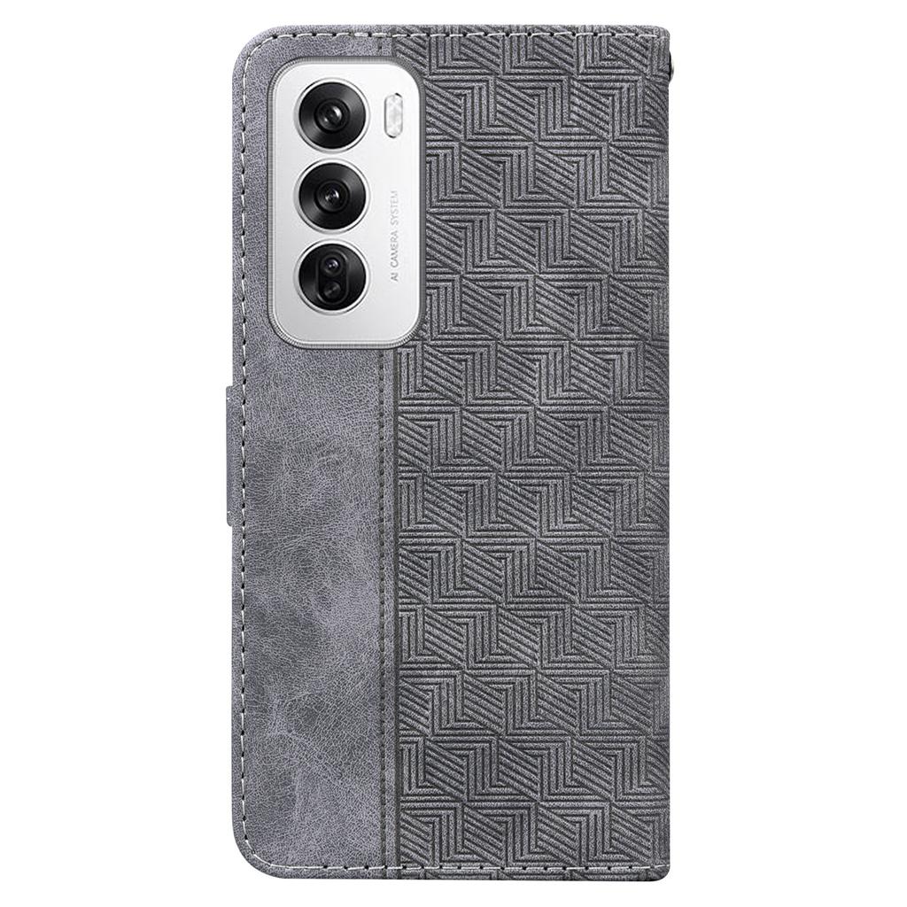 For Oppo Reno12 5G (Global) Wallet Phone Case Geometry Pattern Leather Flip Cover