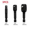 3pc Socket Set Impact Socket Adapter Converter 1/4 3/8 1/2Inch Nut Driver Sockets Hex Shank Extension Hand Tools Set Repair Tool