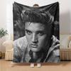 Famous Rock Singer Black‑White Portrait Print Flannel Throw Blanket Soft Plush Blanket for Sofa Couch Bedroom Music Fan Home Decor