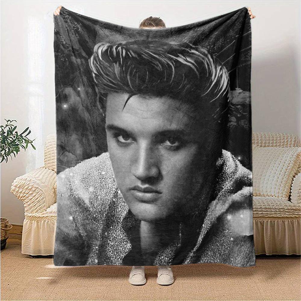 Famous Rock Singer Black‑White Portrait Print Flannel Throw Blanket Soft Plush Blanket for Sofa Couch Bedroom Music Fan Home Decor