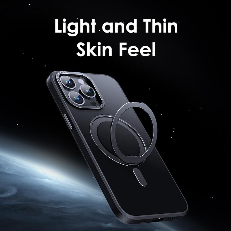 Magnetic 360°Rotation Stand Phone Case For Iphone 11 12 13 14 15 16 Pro Max 16Plus With Ring Holder Frosted Transparent Cover