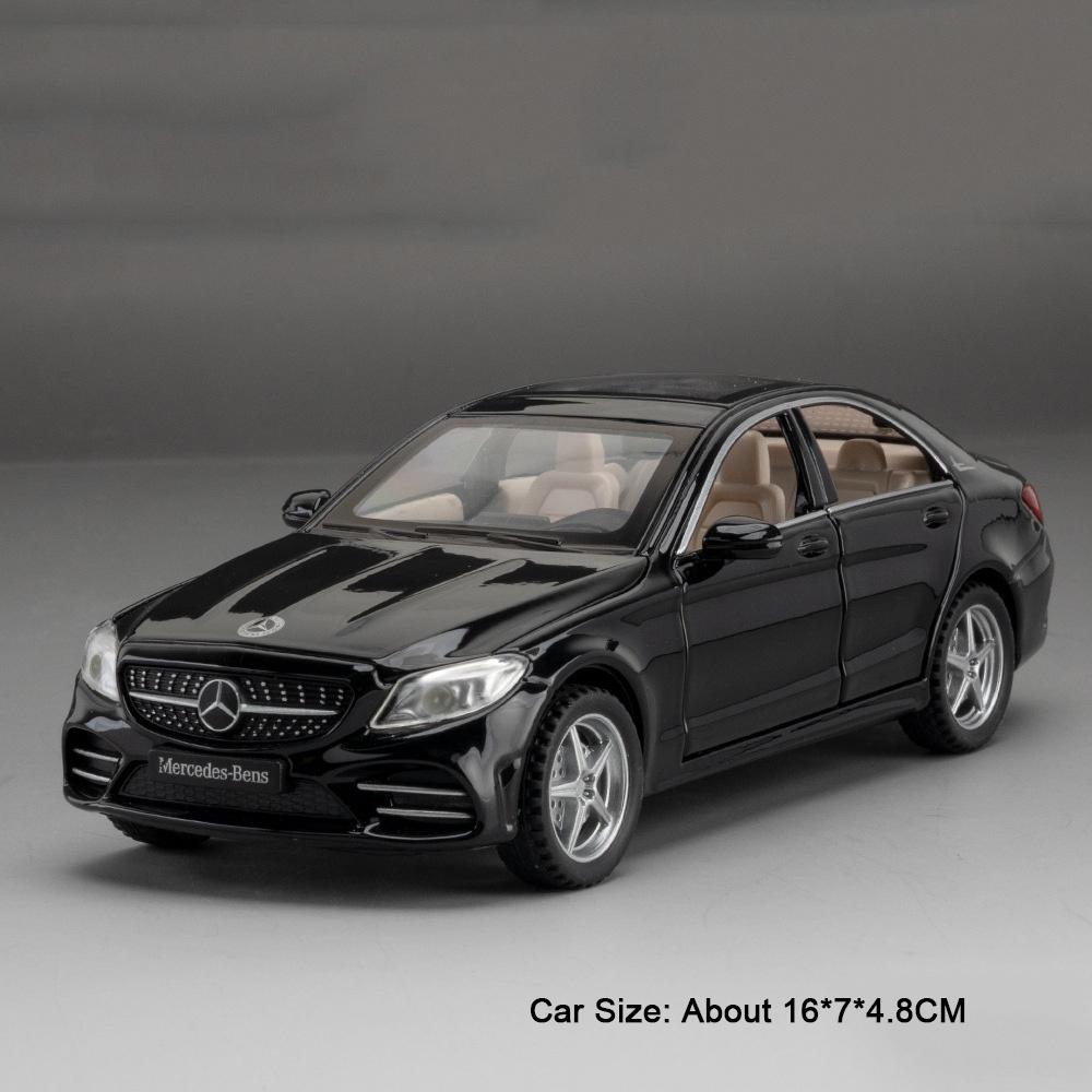 1:32 R8 V10 Plus C260l Alloy Diecast Car Model Toys Sound Light Pull Back Doors Opened Rubber Tires Miniature Vehices Boys Gifts