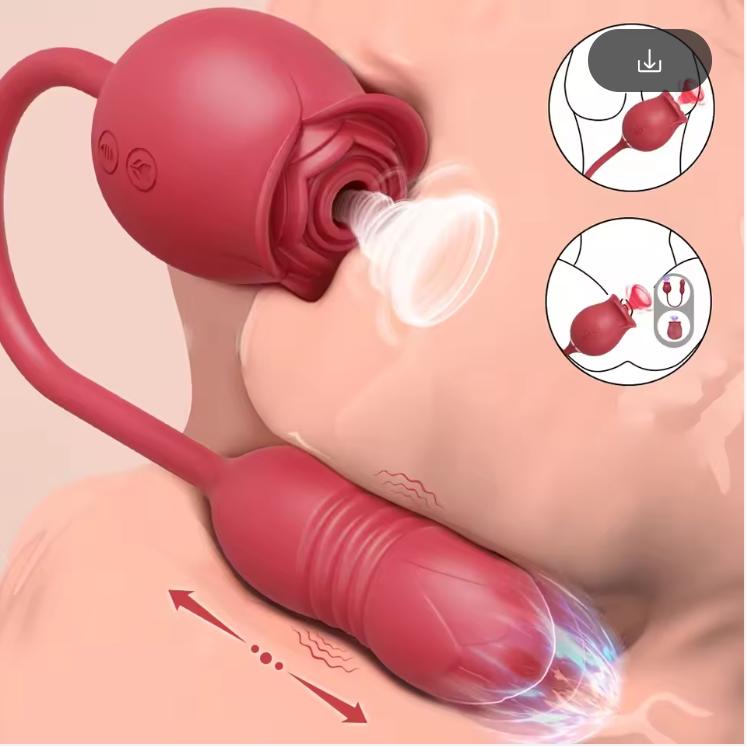 Rose Sucking Sex Toys Dildo Vibrator for Women 3in1 Thrusting G Spot Anal Vibrators Stimulator Female Vibrating Egg Adult Toys