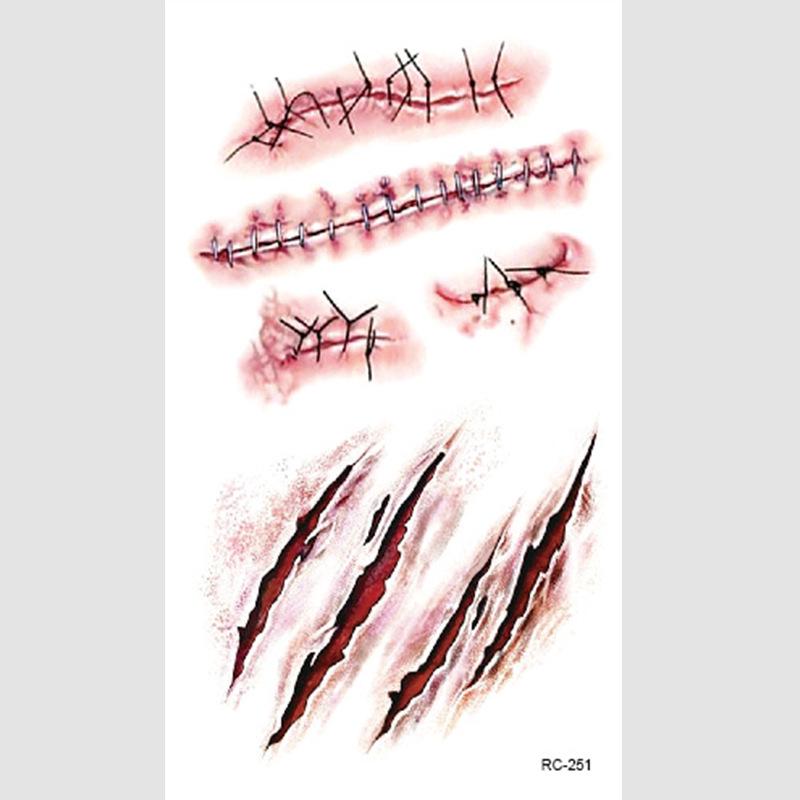 Halloween Temporary Horror Surgery Wound Scar Tattoo Stickers
