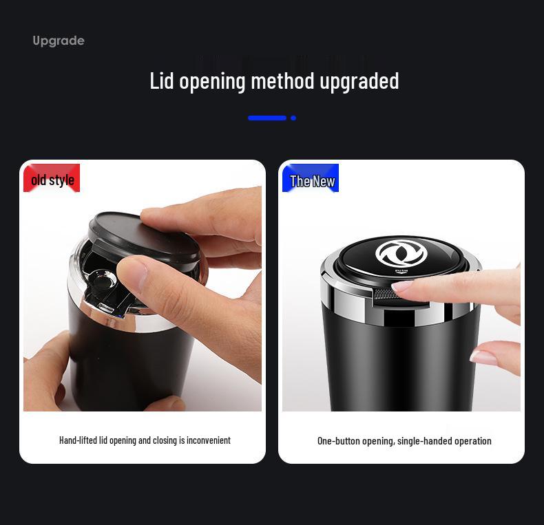 Dongfeng Car Ashtray: Stainless Steel, Flip-Top, Trendy Design