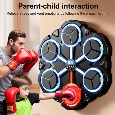 Music Boxing Machine Wall-Mounted Bluetooth-compatible Boxing Target with LED Punch Counter Modes Adjustable Electronic Boxing Trainer Punching Pad
