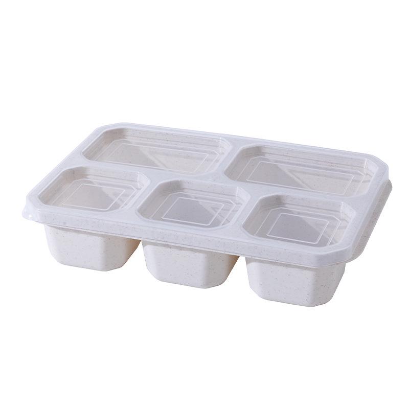 Three Compartment Wheat Straw Bento Box for Fruit, Snacks, and Pastries - Fresh-Keeping and Portable for Outdoor Travel Lunches