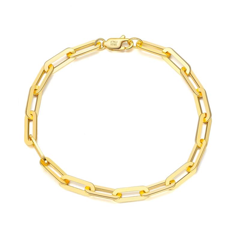 EFFIE QUEEN 925 Sterling Silver Stacking Paperclip Chain Bracelets Chunky Dainty Link Chain Bracelet Party Jewelry Gift SB109 18cm