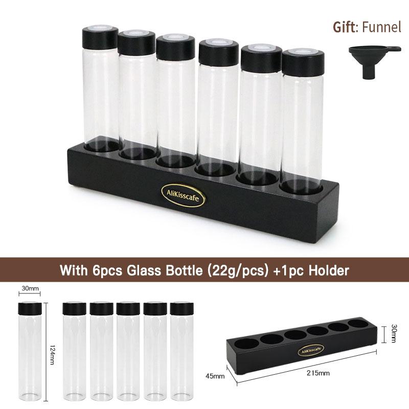 

Coffee Bean Storage Tea Container Display Rack With 22g Breathable Lip Tubes Wood Base Home Kitchen Espresso Accessories Barista