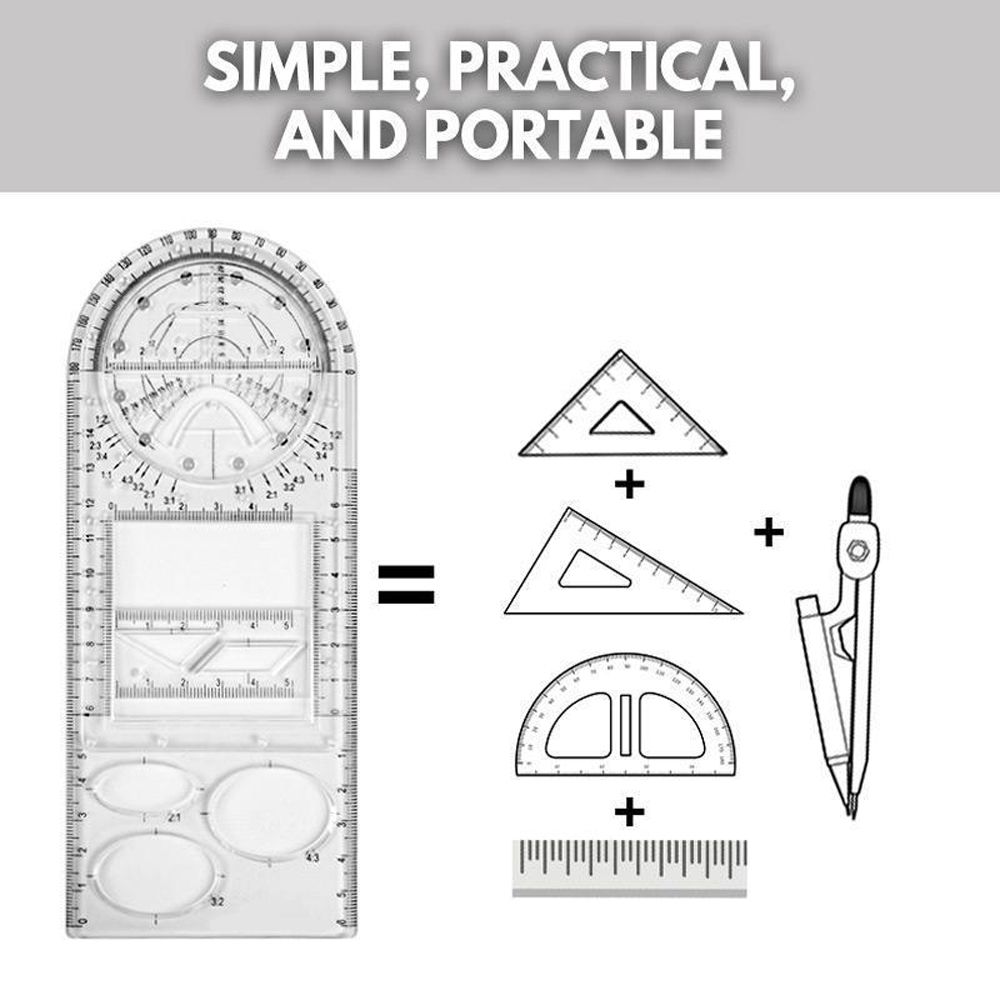D Multifunctional Geometric Ruler,Drawing Ruler,Geometric Drawing Template Measuring Tool Plastic Draft Rulers for School Office Supplies for School Office Supplies