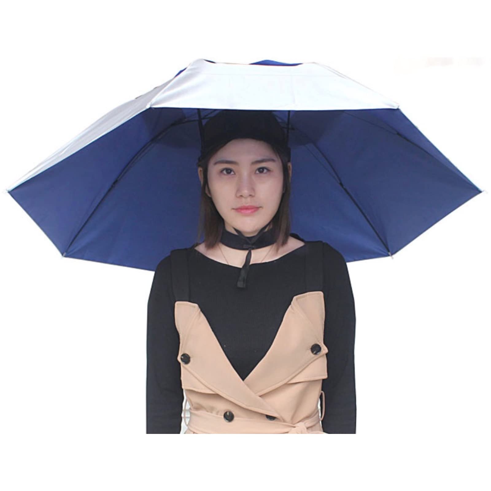 

Rubonarie Fishing Umbrella, Hat, Parasol, Leisure Hat, Hands-Free, Gardening, Outdoor Work, Events, Watching, Camping, Fishing, Foldable (Blue)