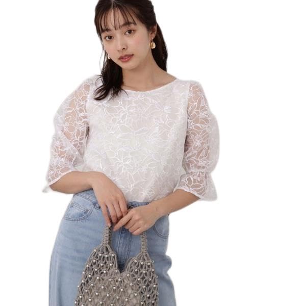 

Блузка женская Proportion Body Dressing из органзы с вышивкой, цвета слоновой кости слоновая кость