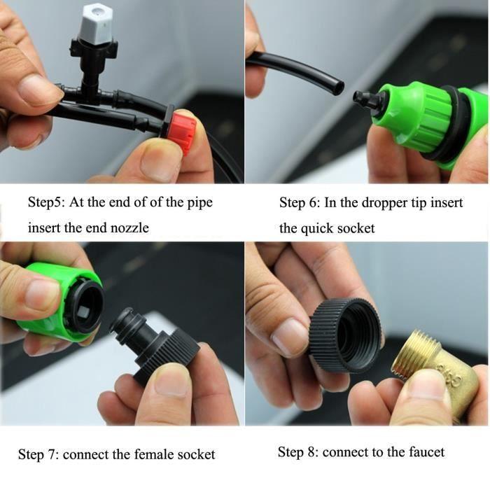 Kit Irrigation Goutte à Goutte TEMPSA - Tuyau 10M avec 10 Buse - Plastique - Noir