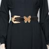 Stylish Gold Butterfly Decorated PU Leather Waist Belt Adjustable Length Waistband Sash for Dresses and Daily Outfits