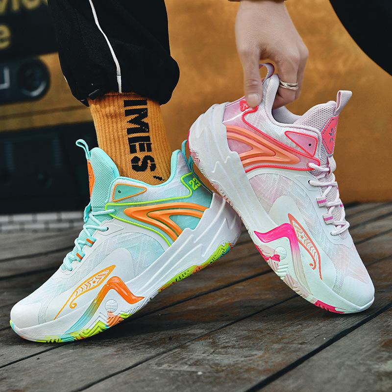 Basketballschuhe 22 neue Sommer atmungsaktive Teenager Trendschuhe rutschfeste Reibungsgeräusche Kampfsport-Sneaker Plateau-Sneaker