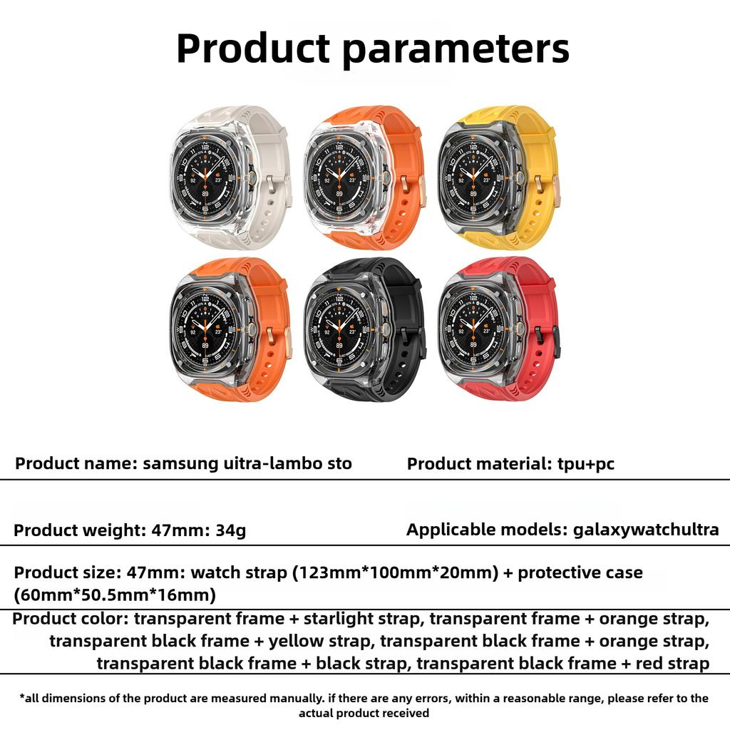 Mod Kit Armband + Hülle für Samsung Galaxy Watch 7 Ultra 47 mm Silikon Loop Band Armband für Galaxy Watch Ultra Herren Sportarmband