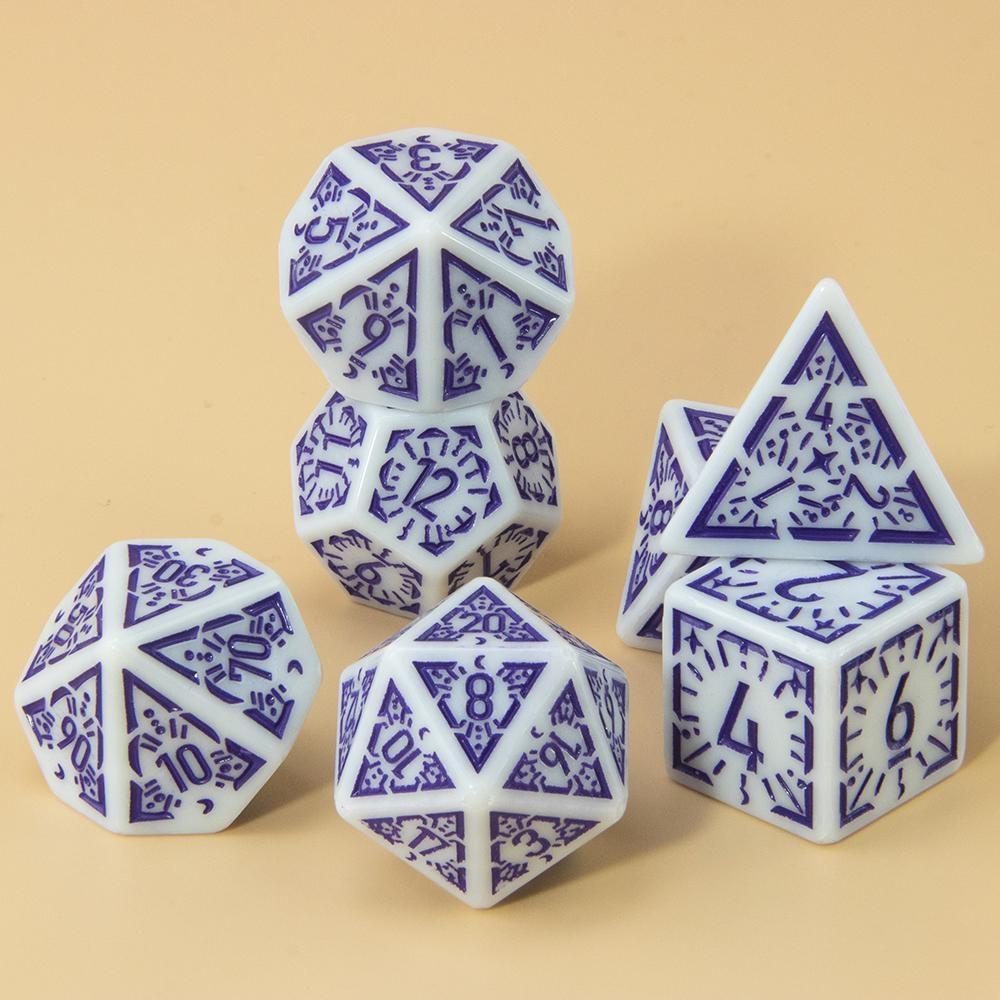 DND Polyedrisches Würfelset 7-tlg. D4-D20, Erstaunliche gravierte Spielewürfel für Souvenir-Unterhaltung RPG-Brettspiel